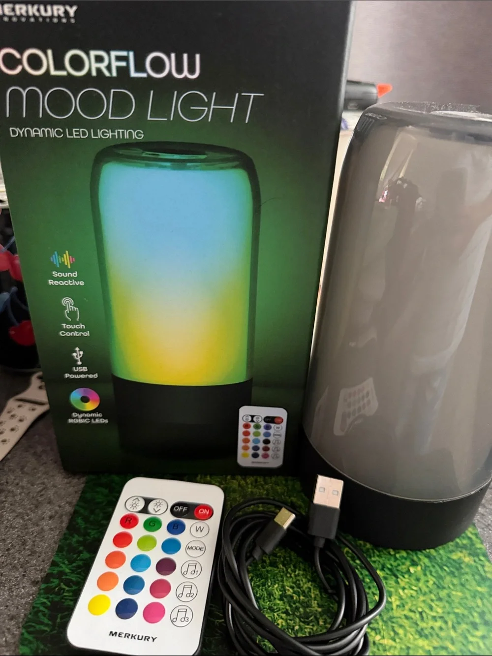 Merkury ColorFlow Mood Light Lantern — White LED Color-Changing Lamp
